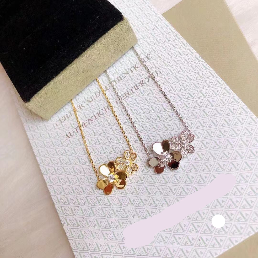 [Aura Jewels] Two Flowers & Clover Choker