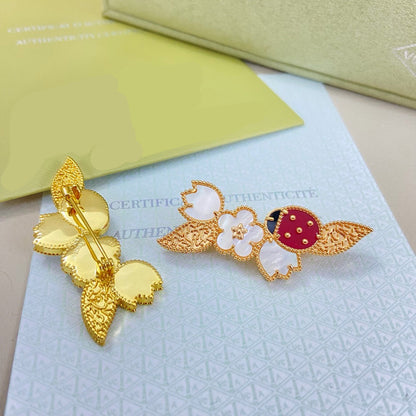 [Aura Jewels] Petal Leaf Ladybug Brooch