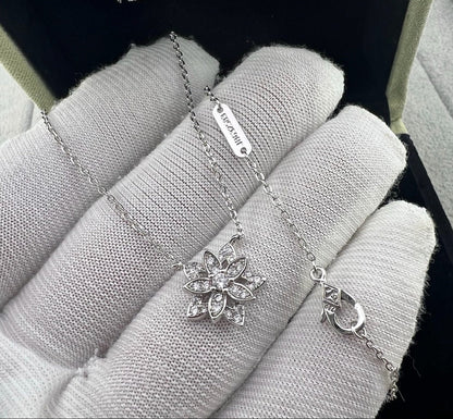 [Aura Jewels] Full Diamond Hollow Lotus Necklace Set
