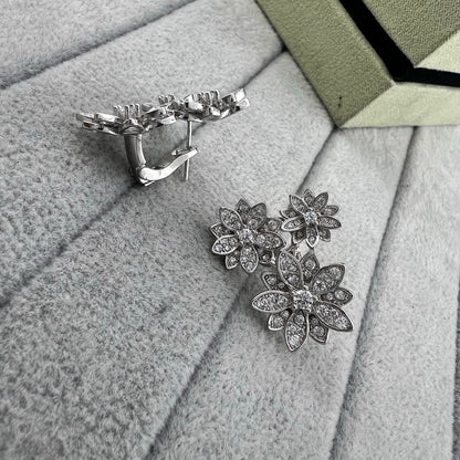 [Aura Jewels] Full Diamond Hollow Lotus Necklace Set