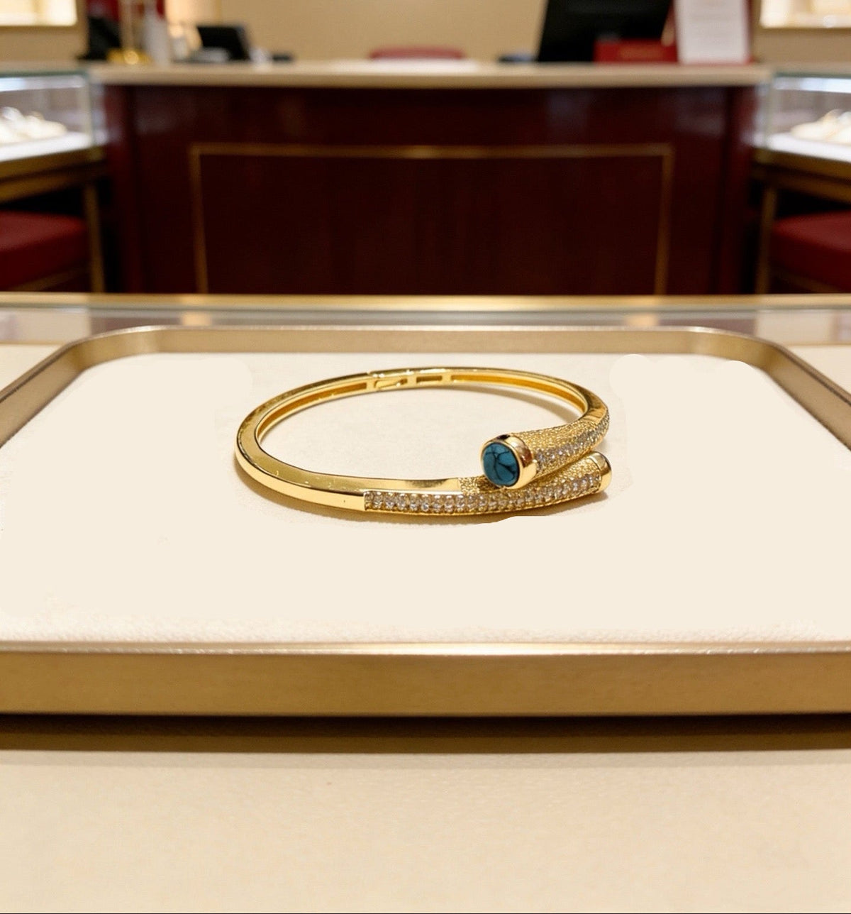 [Aura Jewels] Partially Set Diamond Bangle