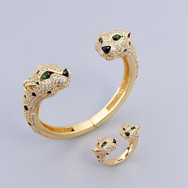 [Aura Jewels] Full Diamond Panther Bangle & Ring