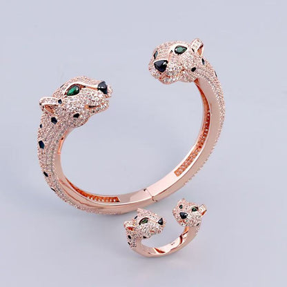 [Aura Jewels] Full Diamond Panther Bangle & Ring