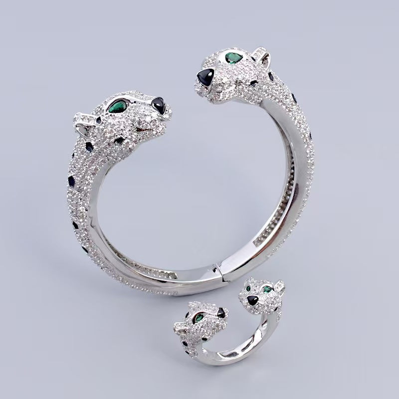 [Aura Jewels] Full Diamond Panther Bangle & Ring