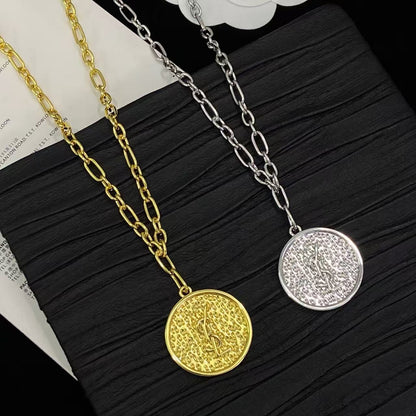 [Aura Jewels]Double-Chain Disc Pendant Necklace
