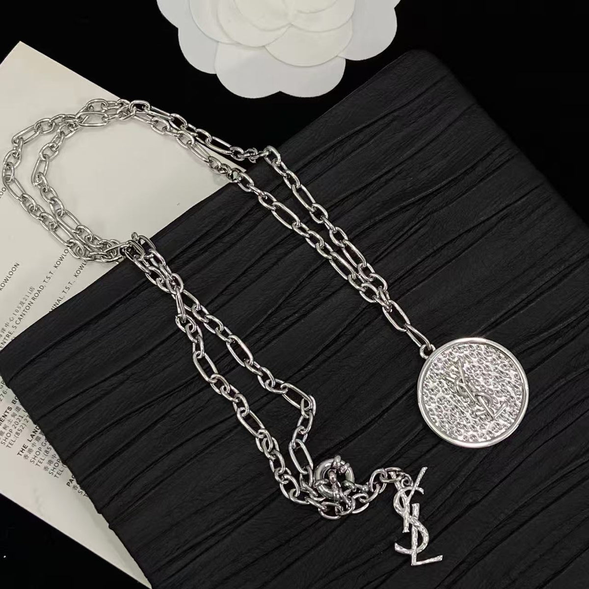 [Aura Jewels]Double-Chain Disc Pendant Necklace