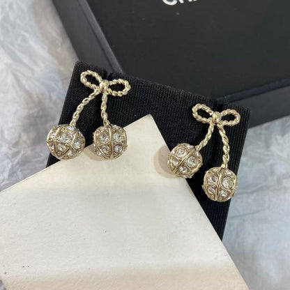 [Aura Jewels] Cherry Crystal Pavé Necklace & Stud Earrings& SeracelettB
