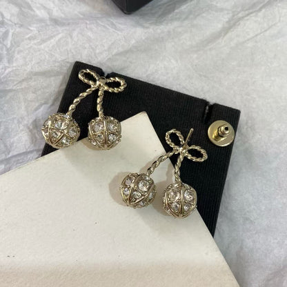 [Aura Jewels] Cherry Crystal Pavé Necklace & Stud Earrings& SeracelettB