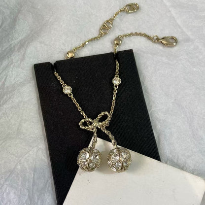 [Aura Jewels] Cherry Crystal Pavé Necklace & Stud Earrings& SeracelettB