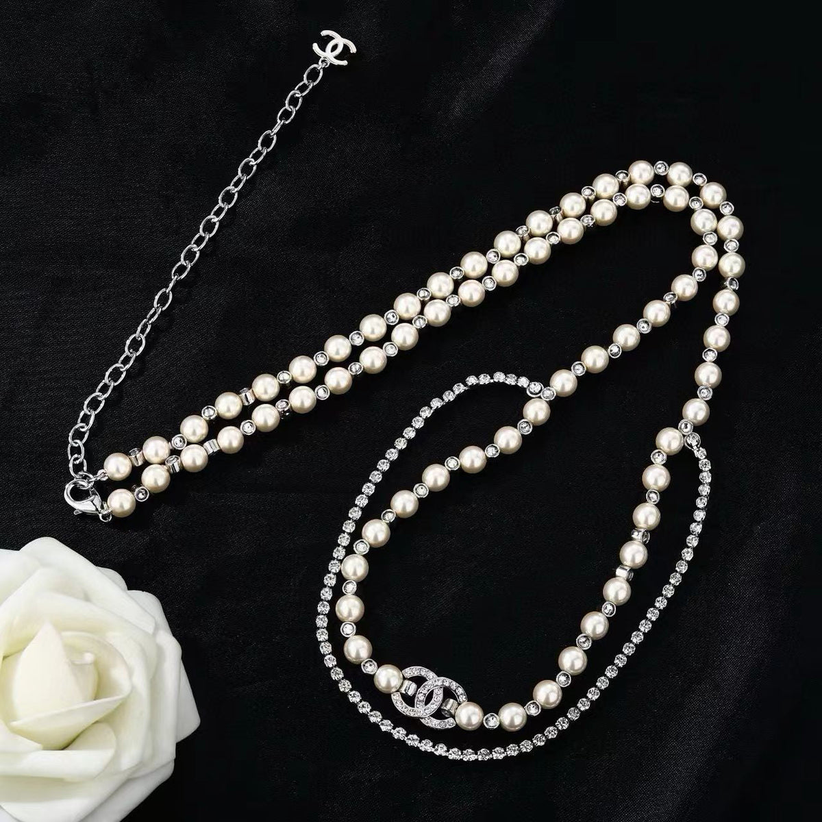 [Aura Jewels]Double C Pearl Waist Chain