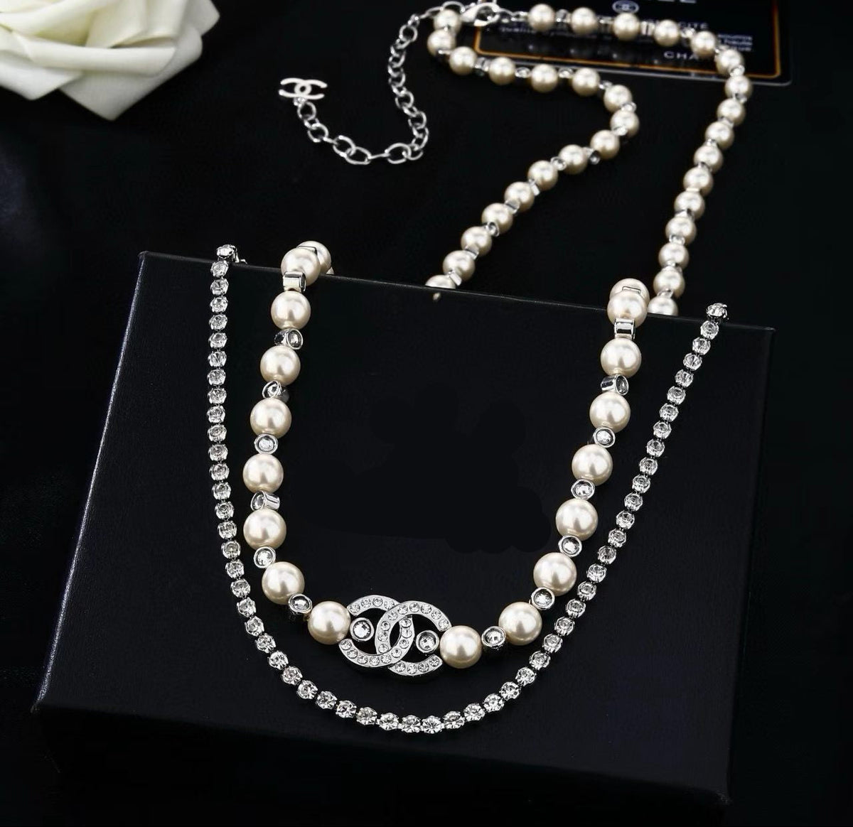 [Aura Jewels]Double C Pearl Waist Chain
