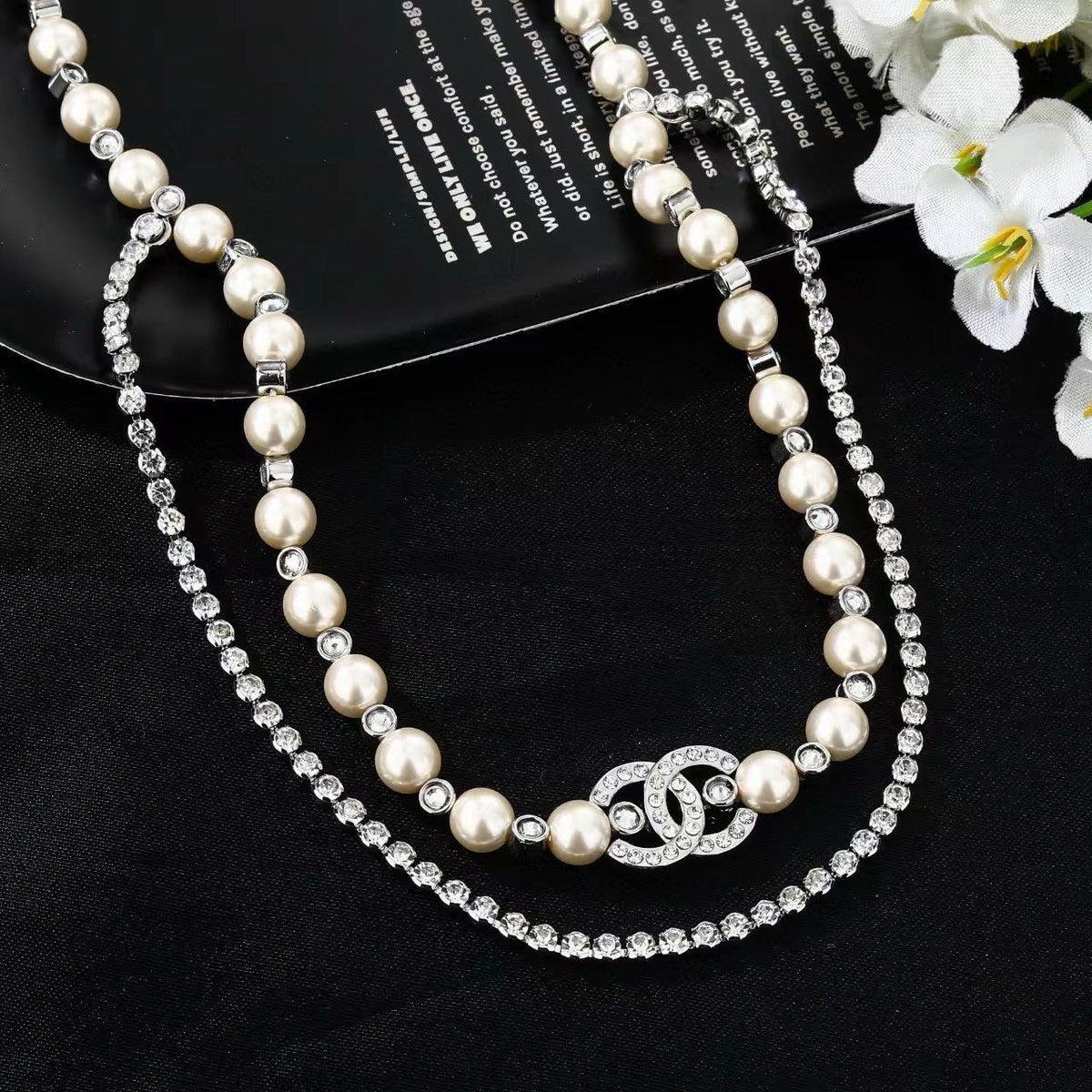 [Aura Jewels]Double C Pearl Waist Chain