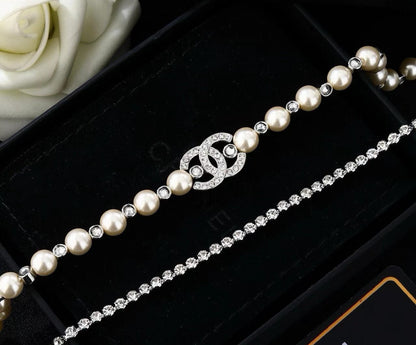 [Aura Jewels]Double C Pearl Waist Chain