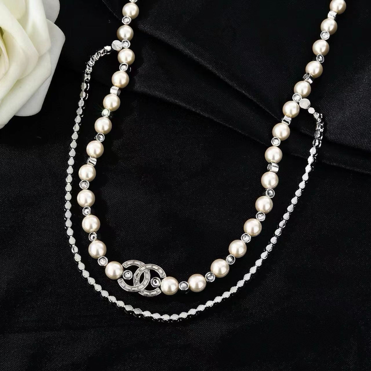 [Aura Jewels]Double C Pearl Waist Chain