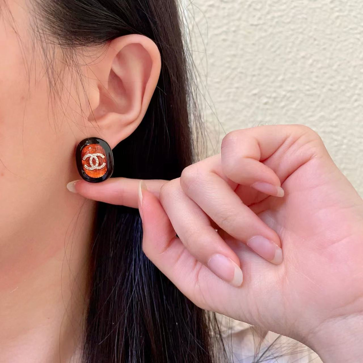 [Aura Jewels]Amber & Glass Stud Earrings