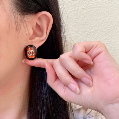 [Aura Jewels]Amber & Glass Stud Earrings