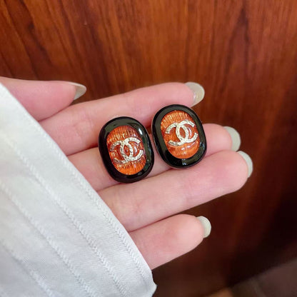 [Aura Jewels]Amber & Glass Stud Earrings