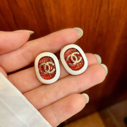 [Aura Jewels]Amber & Glass Stud Earrings
