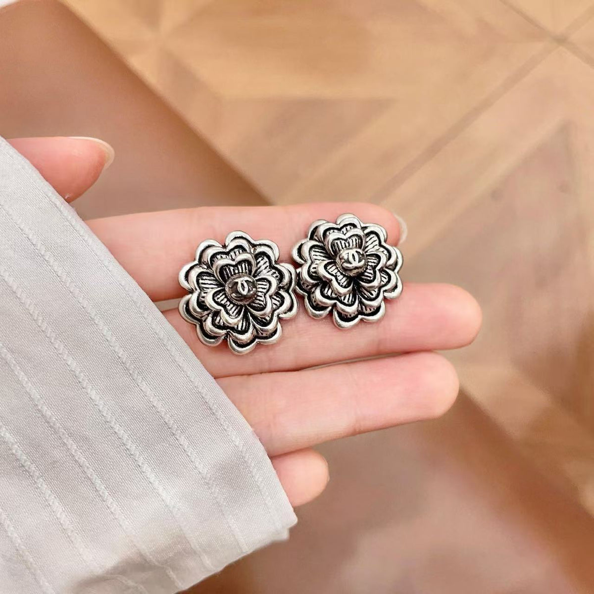 [Aura Jewels]Vintage Camellia Earrings