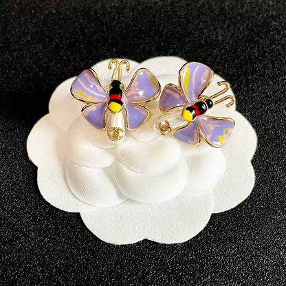 [Aura Jewels] Ladybug Enamel & Faux Pearl Clip-On Earrings