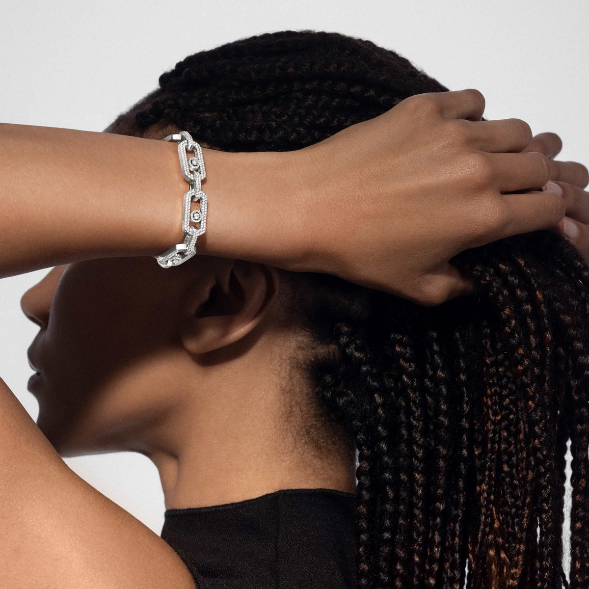 [Aura Jewels]Large Full Diamond Unisex Sliding Bracelet with Moissanite