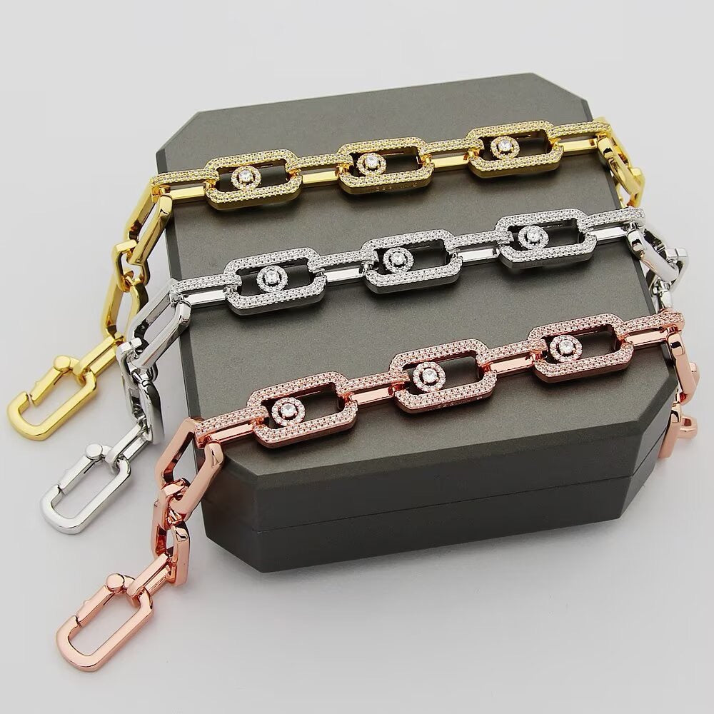 [Aura Jewels]Large Full Diamond Unisex Sliding Bracelet with Moissanite