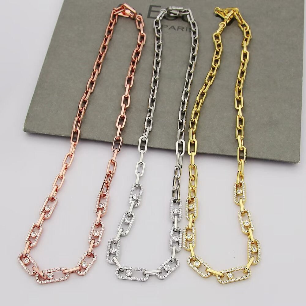 [Aura Jewels]Move Link Pave Diamond Necklace