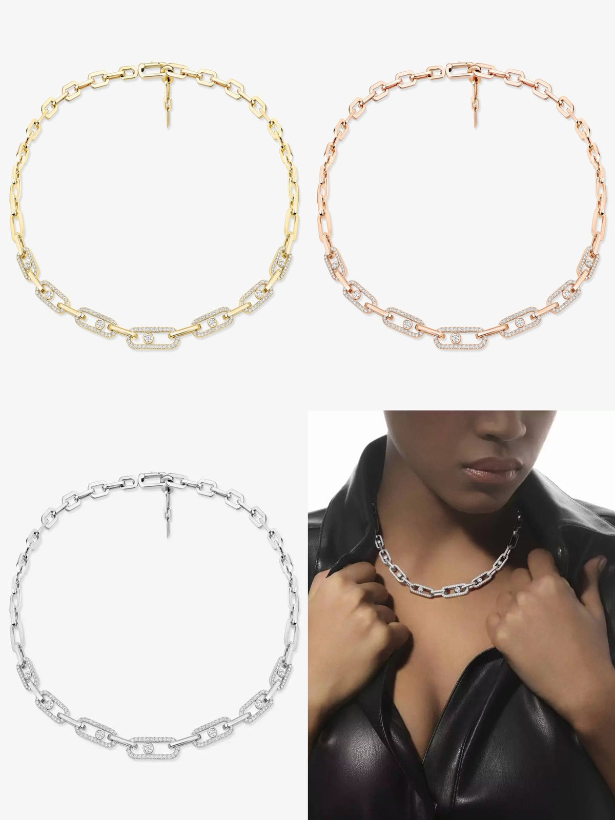 [Aura Jewels]Move Link Pave Diamond Necklace