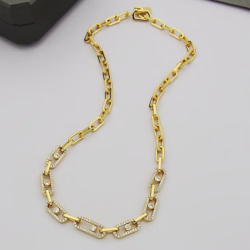 [Aura Jewels]Move Link Pave Diamond Necklace