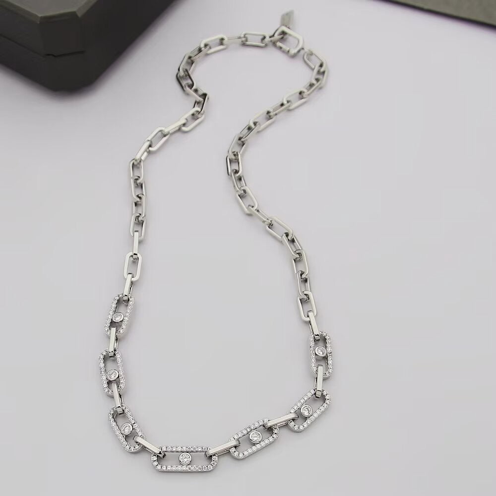 [Aura Jewels]Move Link Pave Diamond Necklace