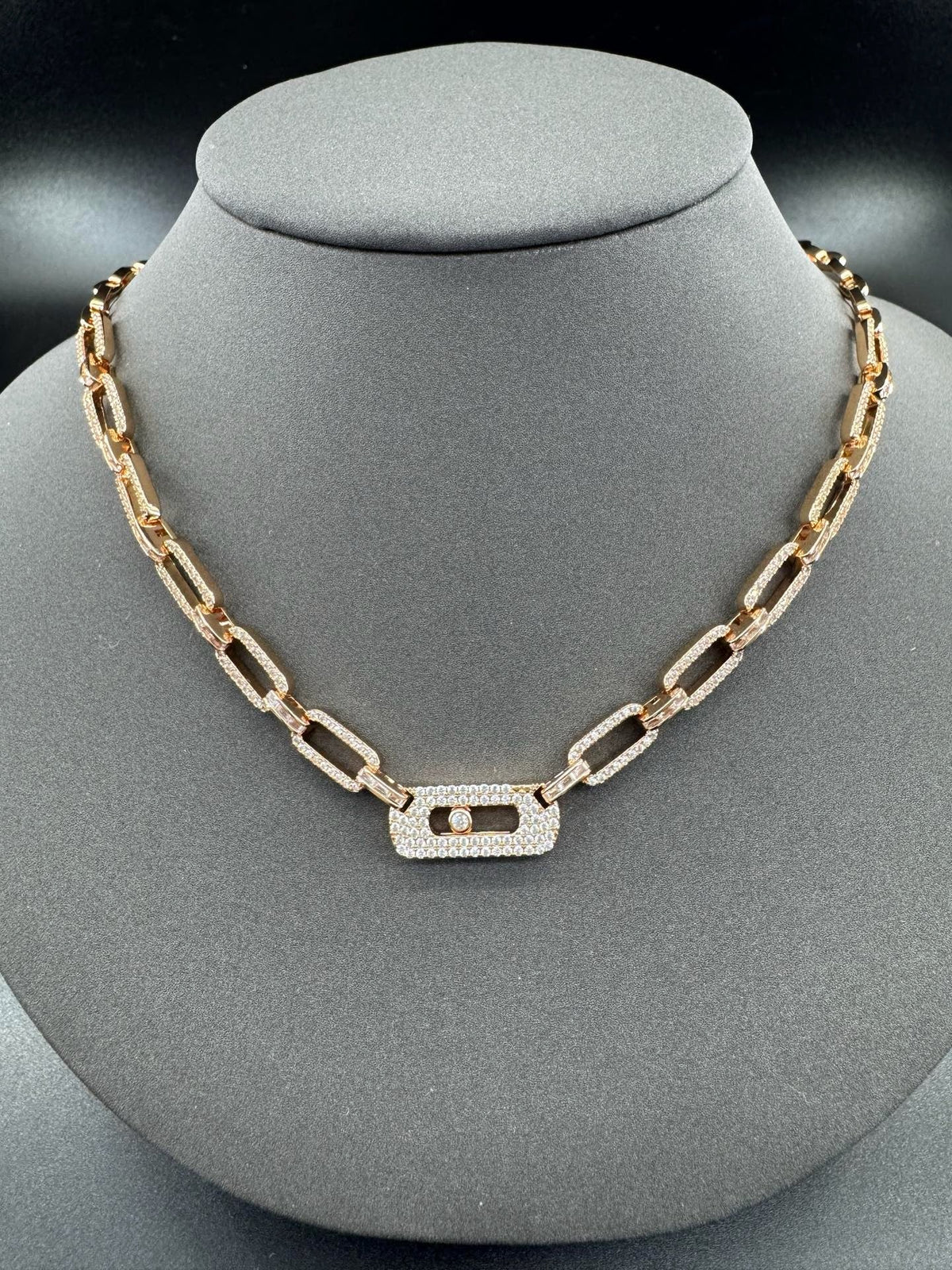 [Aura Jewels] Move Link Pave Diamond Chain Necklace