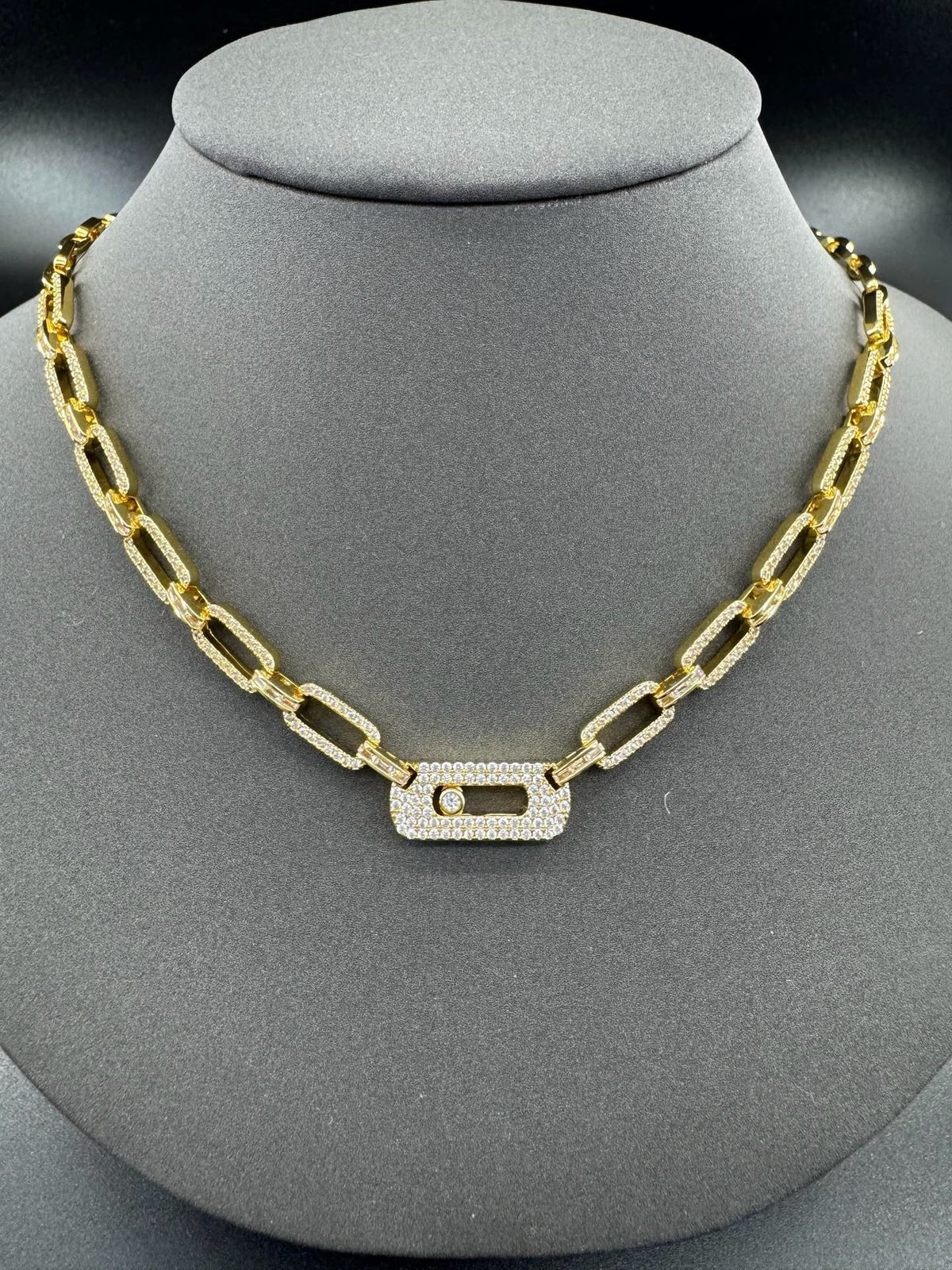 [Aura Jewels] Move Link Pave Diamond Chain Necklace