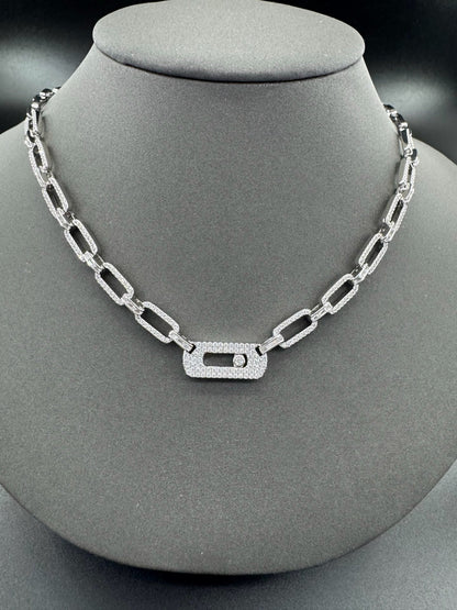 [Aura Jewels] Move Link Pave Diamond Chain Necklace