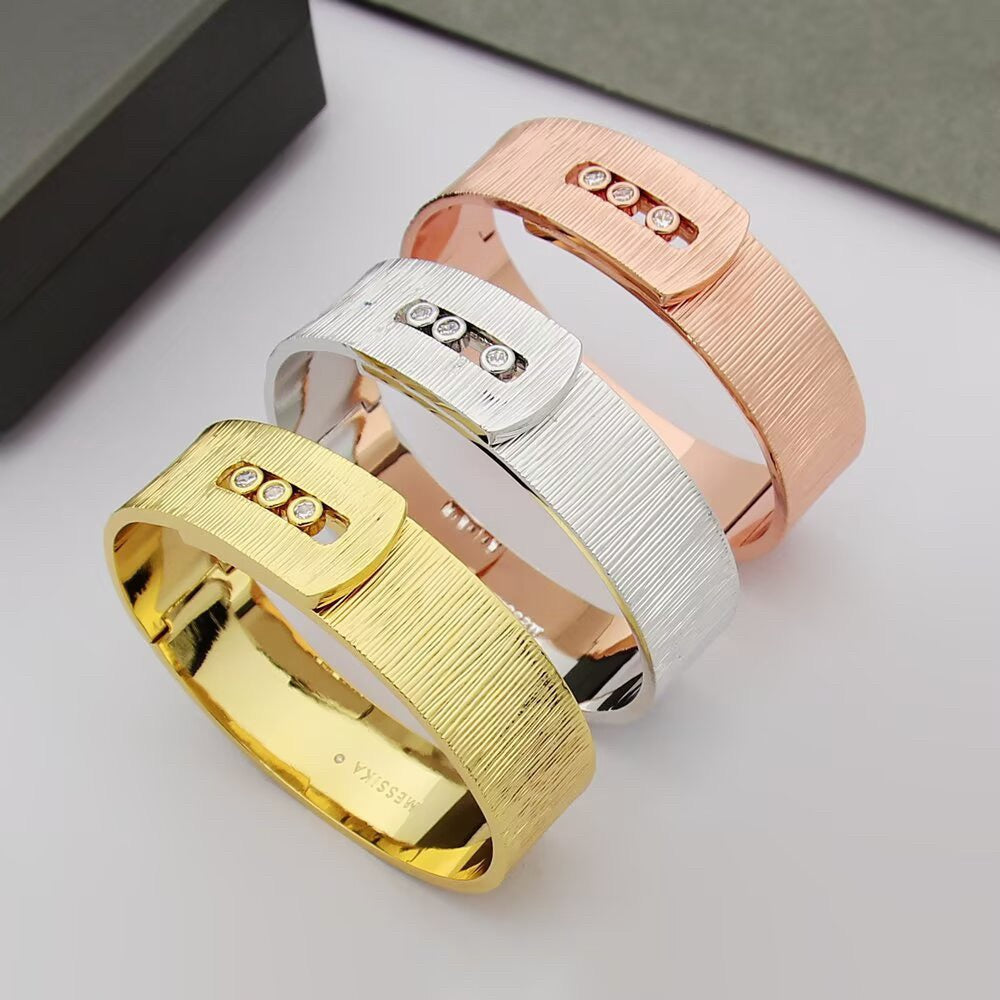 [Aura Jewels]Polished Brushed Bangle, Large Engraved Sliding Bangle