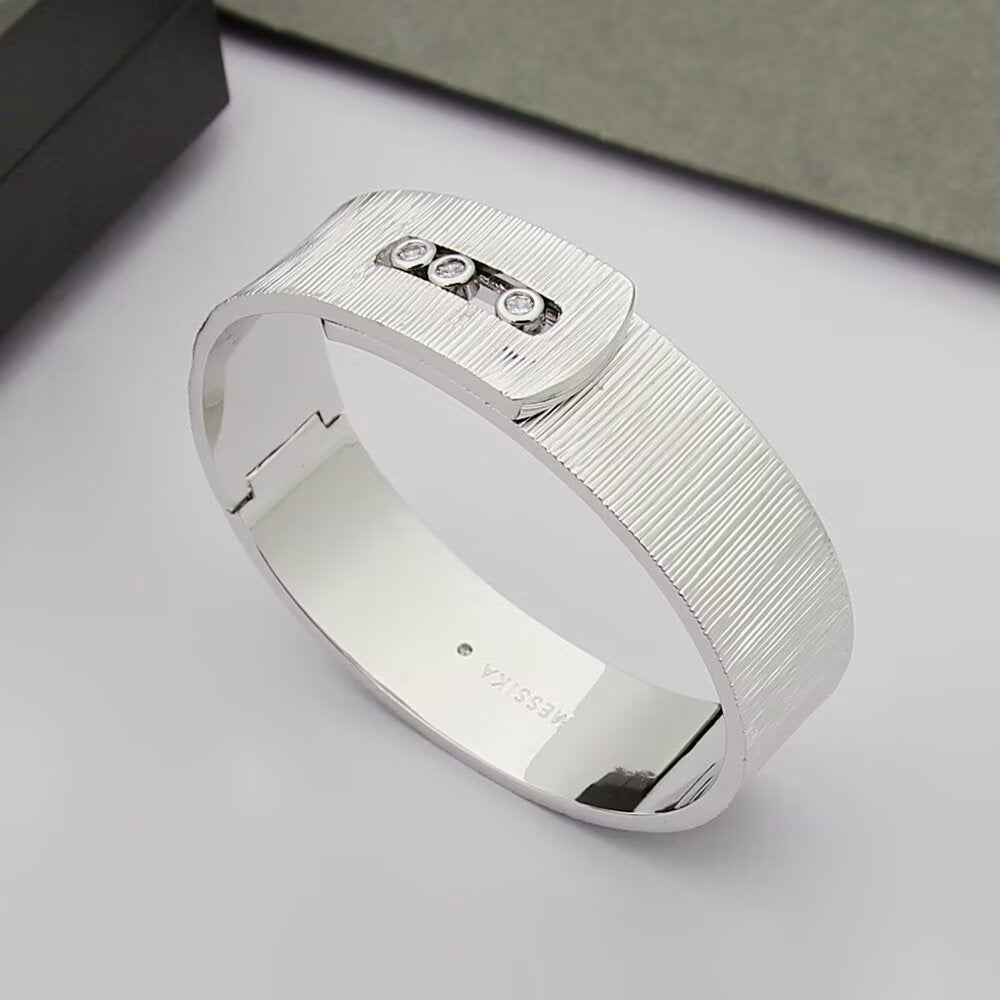 [Aura Jewels]Polished Brushed Bangle, Large Engraved Sliding Bangle