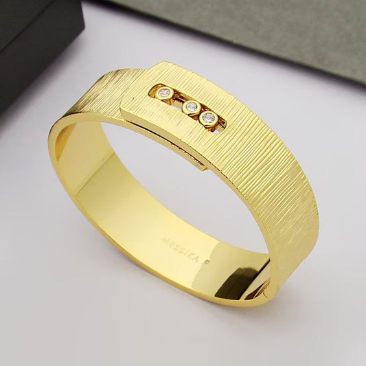 [Aura Jewels]Polished Brushed Bangle, Large Engraved Sliding Bangle