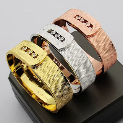 [Aura Jewels]Polished Brushed Bangle, Large Engraved Sliding Bangle