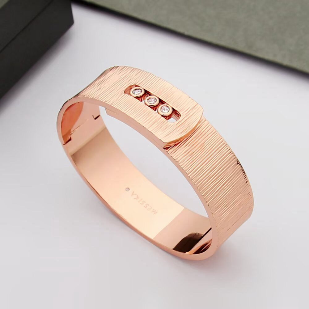 [Aura Jewels]Polished Brushed Bangle, Large Engraved Sliding Bangle