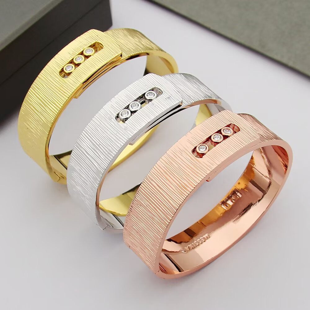 [Aura Jewels]Polished Brushed Bangle, Large Engraved Sliding Bangle