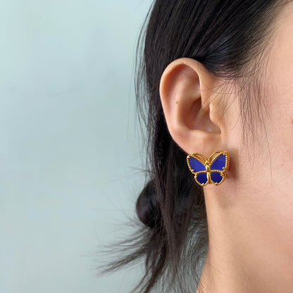 ¡®AuraJewelry¡¯ Sweet Alhambra Butterfly Earstuds, Blue Chalcedony