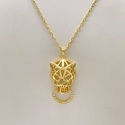 ¡®AuraJewelry¡¯Openwork Panther‑Head Doorknocker Necklace
