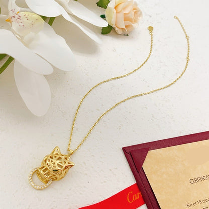 ¡®AuraJewelry¡¯Openwork Panther‑Head Doorknocker Necklace