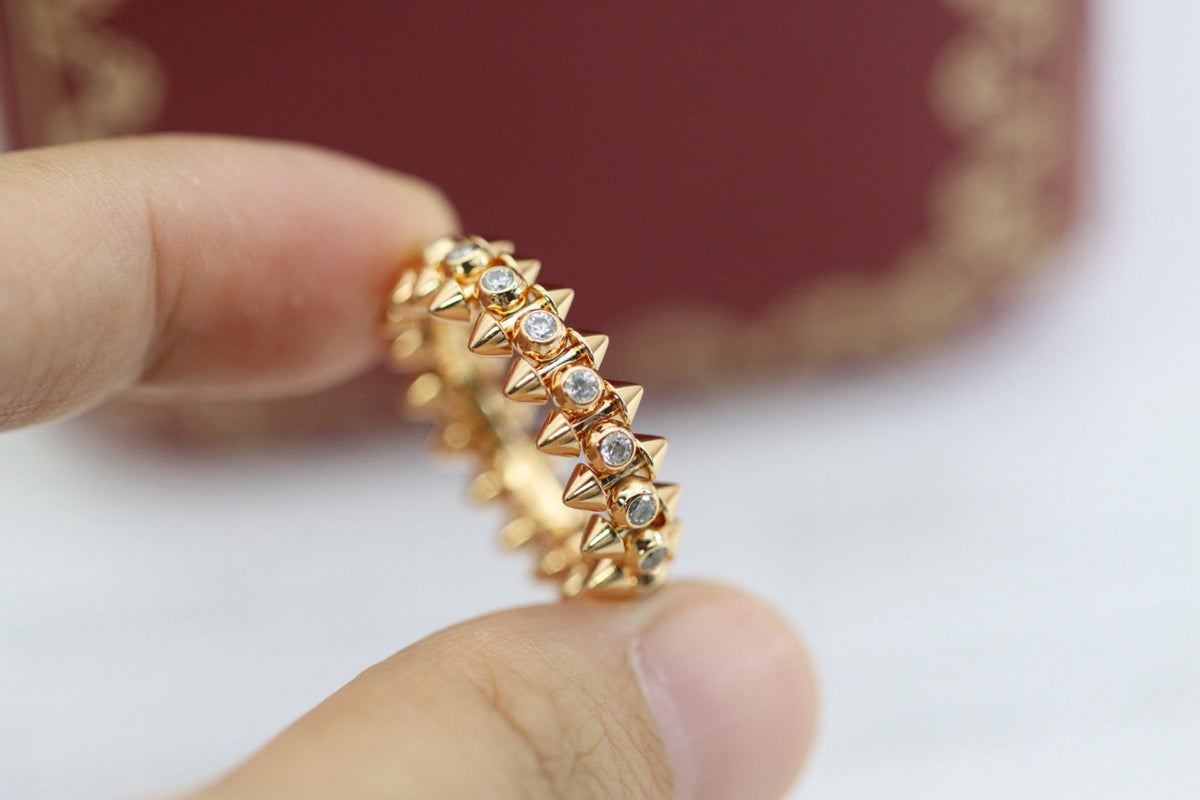 ¡®AuraJewelry¡¯Double‑Row Spike Full‑Diamond Band Ring