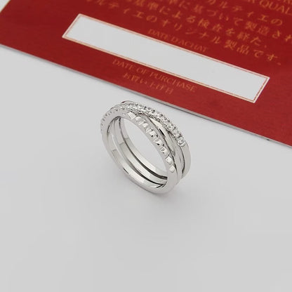 ¡®AuraJewelry¡¯Interlocking Three‑Band Half‑Diamond Ring