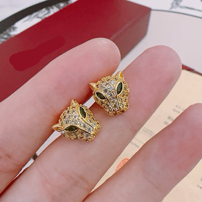 ¡®AuraJewelry¡¯Full‑Pavé Diamond Panther‑Head Stud Earrings（副本）