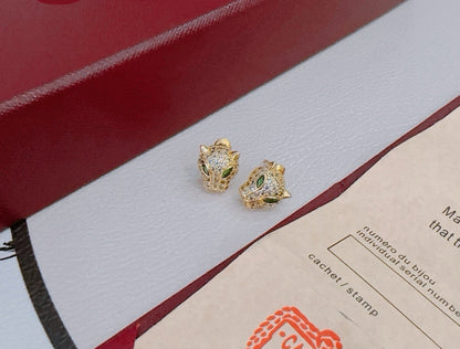¡®AuraJewelry¡¯Full‑Pavé Diamond Panther‑Head Stud Earrings（副本）