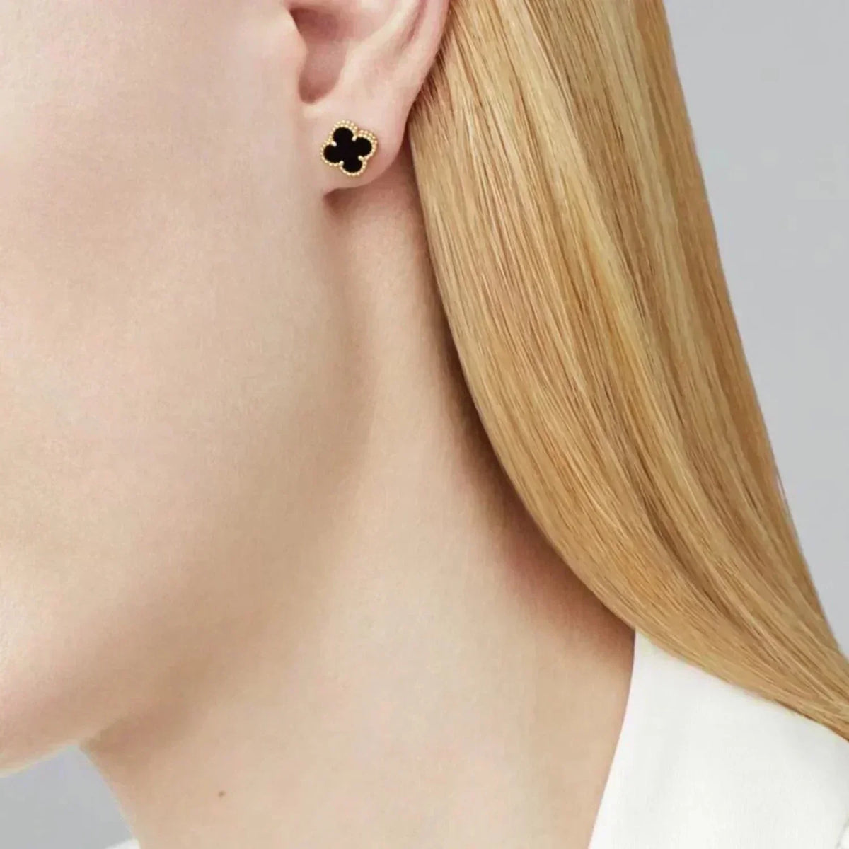 ¡®Aura Jewels¡¯CLOVER MINI 9.5MM BLACK MOP EARRINGS