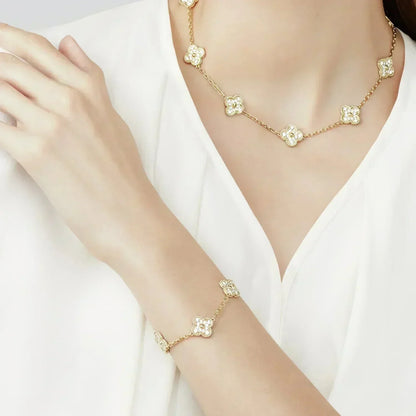 [Aura Jewels] New  CLOVER 5 MOTIF FULL DIAMOND BRACELET COLLECTION