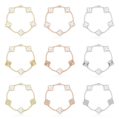 [Aura Jewels]New CLOVER WHITE PEARL MOP 5 MOTIF BRACELET COLLECTION