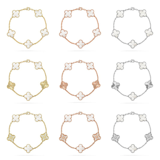 [Aura Jewels]New CLOVER WHITE PEARL MOP 5 MOTIF BRACELET COLLECTION